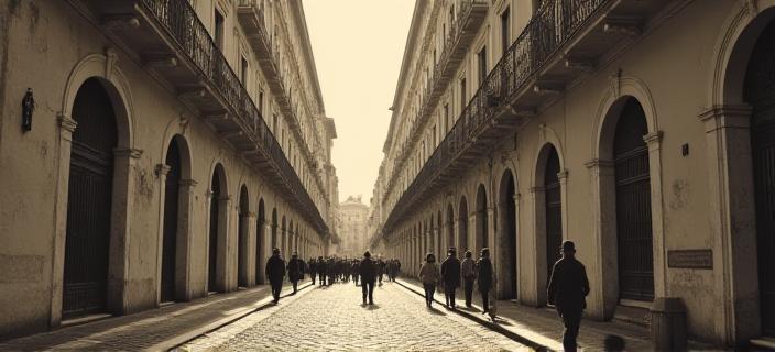 Veduta storica di Via Cesare Balbo a Roma